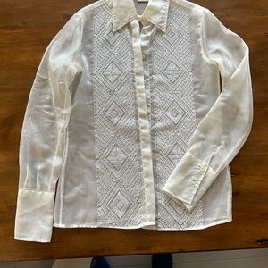 GianFranco Ferre ivory crepe blouse